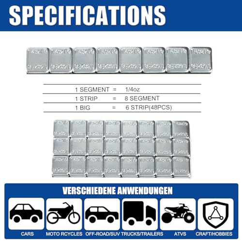 JiiinMiiin 1/4oz, 0.25oz, 48PCS Gray Steel Adhesive Stick on Wheel Weights - color: Chrome, size: 0.25oz - 48PCS
