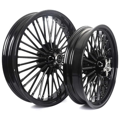 TOFR 21x3.5 18x3.5 Fat Spoke Wheels Black For Harley Touring Baggers 00-07 - color: Gloss Black, size: Front:21x3.5 Rear:18x3.5