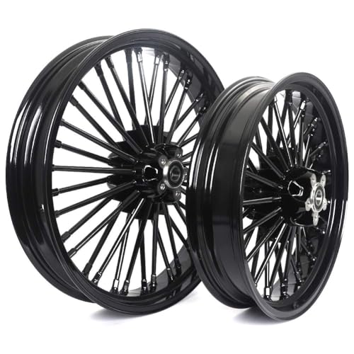 TOFR 21x3.5 18x3.5 Fat Spoke Wheels Black For Harley Touring Baggers 84-08 - color: Gloss Black, size: Front:21x3.5 Rear:18x3.5