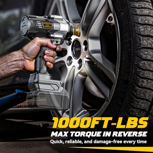 DIYtoolifz Cordless Impact Wrench 1/2” Compatible with Dewalt 20v Battery(Bare Tool), 1000FT-LBS High Torque Impact Driver, Electric Impact Gun with LED Work Light, Variable Speeds, 4-Speed Control - size: 1/2 Inch - 1000 Ft-lbs, style: Compatible with De