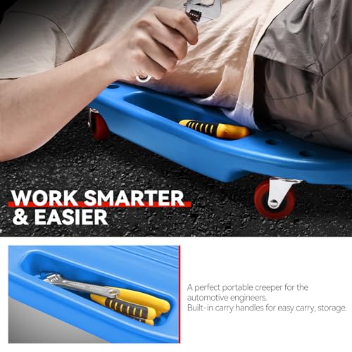 Auto Dynasty 38 in Low-Profile Under-Car Rolling Mechanic Creeper, Blue - color: Blue