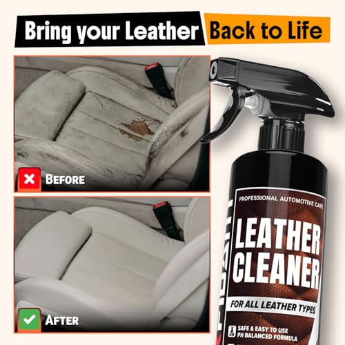 Car Leather Cleaner and Conditioner - pH Neutral, Non-Toxic & Non-Greasy - Gently Cleans, Restores and Protects Leather Seats and Interior - Safe for Leather Furniture, Couch & Sofa - 36 fl. Oz. Kit - style: Leather Cleaner and Conditioner