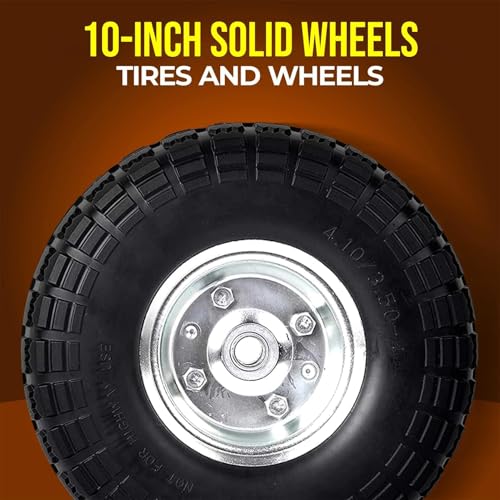 AR-PRO 10" Solid Tire and Wheel, Flat Free 4.10/3.50-4 Tire, 2-Pack - color: Silver