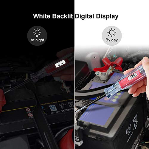 3-48V Digital LCD Circuit Tester w/ 140 Inch Extended Spring Wire & Probe