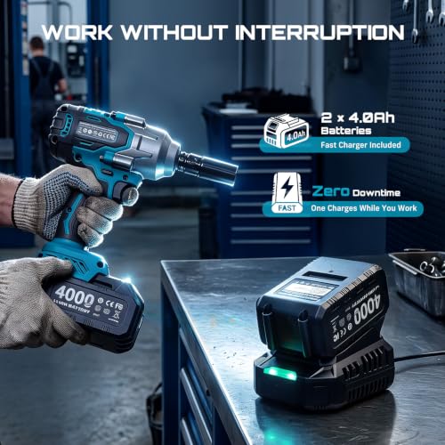 Seesii 1/2" Impact Wrench & 3/8" Ratchet Combo Kit for Auto Repair
