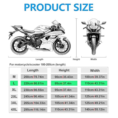 Motorcycle Cover All Season Universal Weather Quality Waterproof Sun Outdoor Protection Night Reflective with Lock-Holes Fits up to 86.6" for Most Scooters Mopeds Mini/Sport Motorcycles Vehicle Cover - size: L size: 86.6"