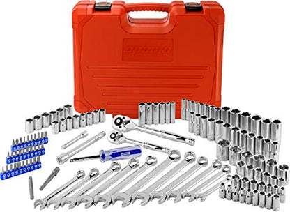 EPAuto 122 Pcs Mechanics Tool Set Drive Socket Wrench Ratchets, SAE/Metric