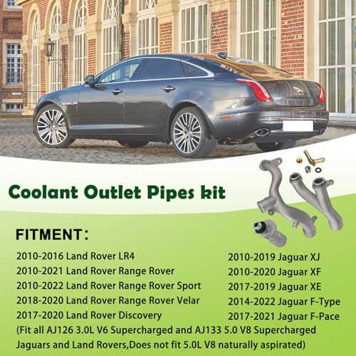 Upgraded Aluminum Coolant Outlet Pipes Kit Compatible with Jaguar,Land Rover Range Rover Sport LR4 3.0L V6/5.0L V8 Replaces LR092992 LR028136 LR049990 - size: Coolant Outlet Pipes Kit