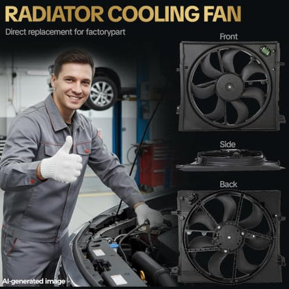 620-473 Radiator Cooling Fan Assembly Fits for 2017-2021 Nissan Rogue Sport L4 2.0L Replace OE 620473 214816MA0A 21481-6MA0A 214816MA0B - size: Rogue Sport 2017-2022, Qashqai 2017-2023