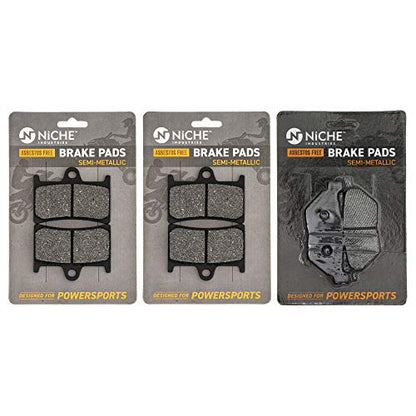 NICHE Front Rear Brake Pad Set for Yamaha 5JJ-W0045-00-00 Semi-Metallic - size: Semi-Metallic