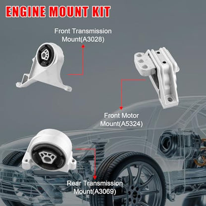 3Pcs Engine Motor Transmission Mount Fit for 2005-2009 Chevrolet Equinox - size: 2005-2009 for Chevy Equinox V6 3.4L