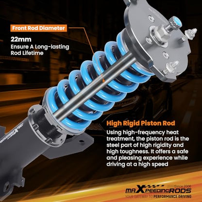 maXpeedingrods Coilover for Nissan Cube (Z12) 2009-2014, 24 Levels Damper Adjustable Coilovers Suspension Kit, Height Adjustable T6 Upgraded Lowering Kits Blue