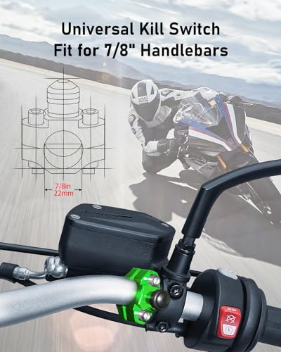 Belinous Motorcycle Engine Kill Switch, Universal Stop Start Switch, Green - color: Green