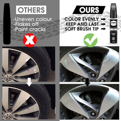 Silver Rim Touch Up Paint - Wheel Repair Kit Curb Rash, Quick And Easy Wheel Scratch Repair, Rim Paint For Car Wheel Repair - style: Silver