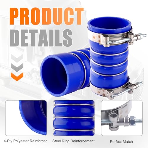 3" X 6" Silicone Charge Air Cooler Hump Hose with Clamps,4PCS Blue - color: Blue, size: 3" x 6"