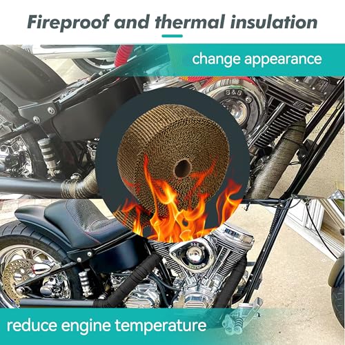Exhaust Heat Wrap Roll 2" x 50' Titanium Fiberglass Heat Shield Tape 1 Rolls 5cm x 15m with 10pcs Stainless Ties and A Measure Tool for Motorcycle Car Truck - style: Titanium50' /1roll