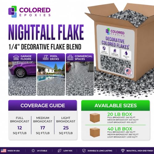 Colored Epoxies 20 LB Decorative Vinyl Flakes for Epoxy Garage Floors - color: Nightfall Flake
