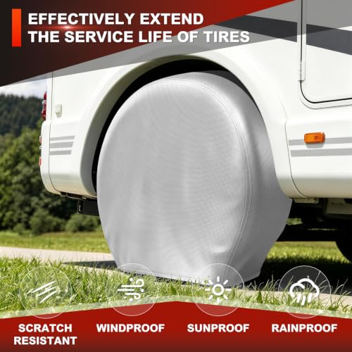 Explore Land Tire Covers 4 Pack Fit Tire Diameters 23-25.75 inch, Silver - size: S (Fits Tire Diameters 23''-25.75''), style: Silver - 4 Pack