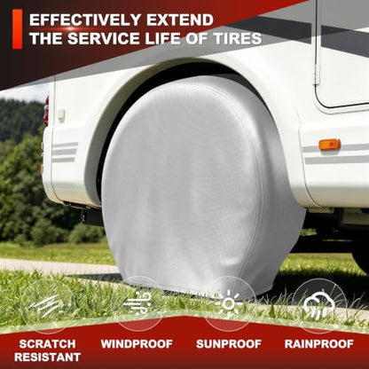 Explore Land Tire Covers 4 Pack Fit Tire Diameters 23-25.75 inch, Silver - size: S (Fits Tire Diameters 23''-25.75''), style: Silver - 4 Pack