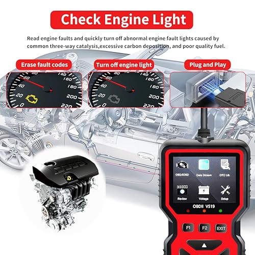 OBD2 Scanner Diagnostic Tool for Car and Truck - Car Engine Code Reader, Full OBD2 Features, Reset, Modes 6 & 8, O2 Sensor, 1996+ OBDII/EOBD Vehicles Compatible - color: Black