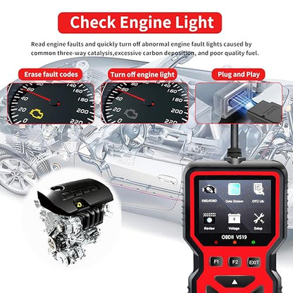 OBD2 Scanner Diagnostic Tool for Car and Truck - Car Engine Code Reader, Full OBD2 Features, Reset, Modes 6 & 8, O2 Sensor, 1996+ OBDII/EOBD Vehicles Compatible - color: Black