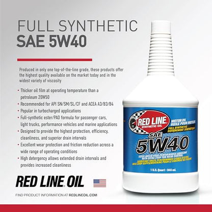 Red Line 15405 SAE 5W40 Fully Synthetic Motor Oil - 1 Gallon (3 Pack) - size: Gallon (3 Pack)