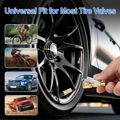 2 Pack Tire Air Chuck with Clip Adapter, 8mm Air Chuck Quick Connect, Brass Locking Tire Inflator Nozzle Adapter Connect, No Leak Tire Inflator Adapter for Tire Inflators, Air Compressor