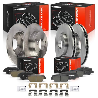 A-Premium Front Vented and Rear Solid Brake Rotors and Ceramic Pads Kit - style: Vented (F) & Solid (R)