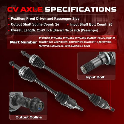 Betthand Front CV Axle Set Fit for Toyota 2009-2018 Corolla 665228 665224 - size: 665228+665224