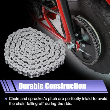 Mini Bike 60 Tooth Sprocket 420 Chain for CT200U CT200U-EX BT200X - color: Black sprocket-Silver chain