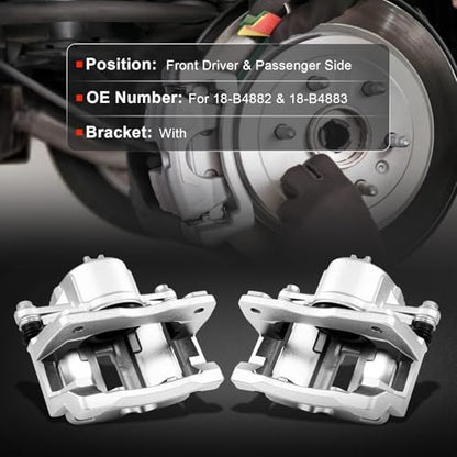cciyu Front Left & Right Brake Calipers With Bracket 18-B4882 18-B4883 - size: Front[18-B4882+18-B4883]