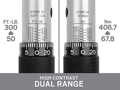 TEKTON 3/4 Inch Drive Micrometer Torque Wrench (50-300 ft.-lb.) | 24350 - size: 3/4 Inch Drive, style: 3/4 Inch Drive (50-300 ft.-lb.)