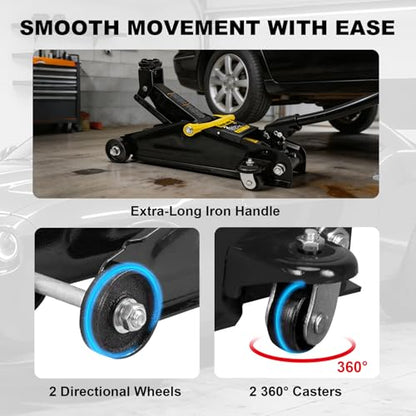 Torin 2 Ton Hydraulic Floor Jack, 4000 lbs Capacity Low Profile Trolley Service Jack with 5.2"-13.3" Lifting Range, Heavy Duty Steel Car Jack for Sport Utility Vehicle, Cars, Black - size: 2T