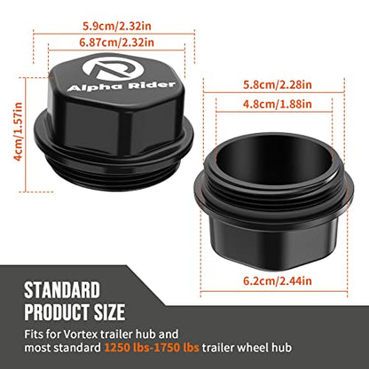 Aluminum Vortex Trailer Hub Caps with O-Ring 2-Pack K71-G01-73 - size: 2 Pack