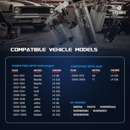 KELOKE Electric Fuel Pump Module Assembly Compatible with Audi & Volkswagen - color: E8831M