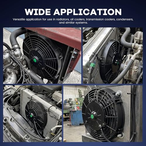 7 inch Slim Fan Electric Radiator Cooling Fan 12V 80W with Thermostat Wiring Switch Relay Kit Black - size: 7 Inch