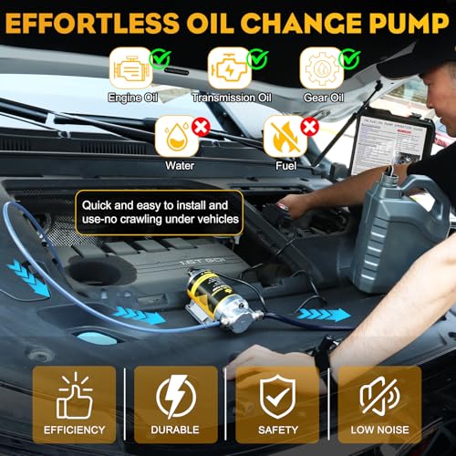 Electric Oil Change Pump, Oil Extractor Pump 12/24V 100W - color: A-White Hose