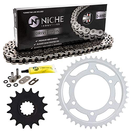 NICHE Drive Sprocket Chain Combo for Yamaha YZF R1 Front 16 Rear 43 Tooth 530V O-Ring 114 Links - size: O-Ring Chain