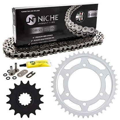 NICHE Drive Sprocket Chain Combo for Yamaha YZF R1 Front 16 Rear 43 Tooth 530V O-Ring 114 Links - size: O-Ring Chain