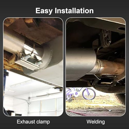 3" Center In/Out Performance Exhaust Muffler Stainless 17" Dual Chamber - size: 3" Center In/Out