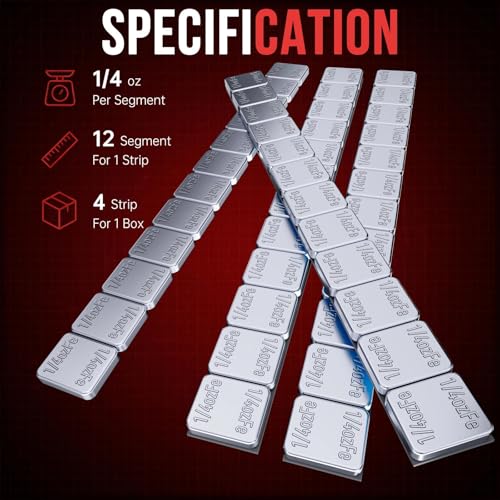 Sposuit Adhesive Stick on Wheel Weights 1/4oz, 0.25oz, Chrome(48pcs) - color: Chrome, size: 48Pcs(0.25oz)