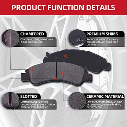 D702 Ceramic Front Brake Pads Replacement For 97-2002 Ford Expedition 1999-2003 F-150 F-250 - style: D702