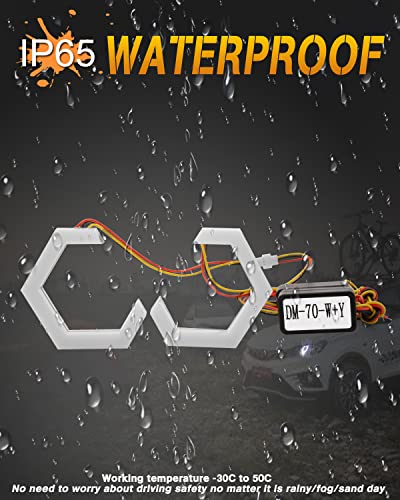 Qasim Hexagon Angel Eyes 70MM White DRL+Amber Turn Signal Light