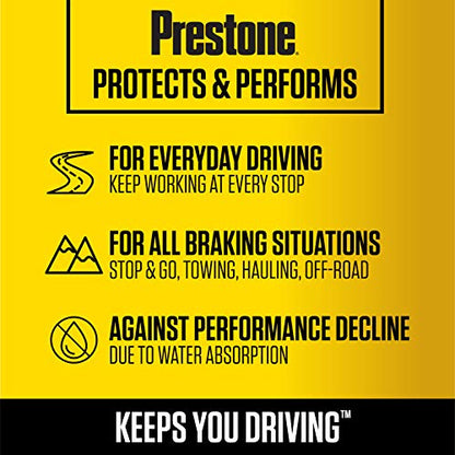 Prestone AS800Y DOT 4 Brake Fluid, Synthetic, High Grade, 50,000 Mile, 12 oz. - size: 12 Fl Oz (Pack of 1)