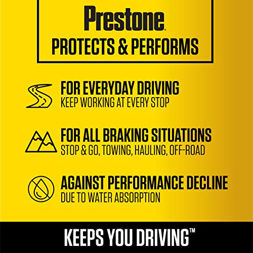 Prestone AS800Y-6PK DOT 4 Brake Fluid, Synthetic, High Grade, 50,000 Mile, 12 oz., (Pack of 6) - size: 12 Fluid Ounce, (Pack of 6)