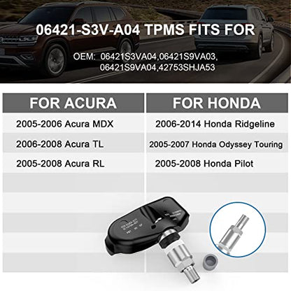 TPMS Sensor 315MHZ Tire Pressure Monitor System Sensors 06421S3VA04 4PCS - color: 06421-S3V-A04(4PCS)