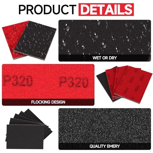 Shinboc 20 PCS Sanding Sponge 3000 Grit, Hook and Loop Sandpaper Block - style: 3000 Grit