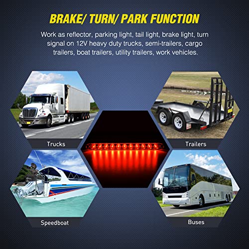 Nilight 16" LED Trailer ID Marker Light Bar, Red, 2-Pack - color: 2Pcs 16" Red 11LED