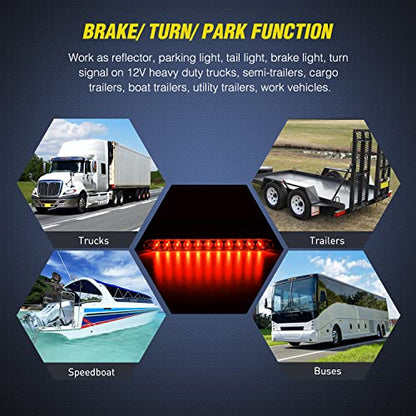 Nilight 16" LED Trailer ID Marker Light Bar, Red, 2-Pack - color: 2Pcs 16" Red 11LED