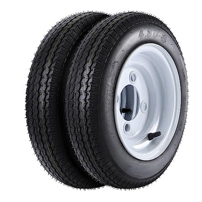 4.80-8 4.80x8 480-8 4.80-8 Trailer Tires with 8'' Rims, 4 Lug on 4'', Load Range C, 6PR - size: 480-8, style: 4 Lug